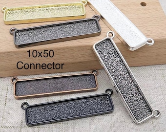 Photo Pendant base 25mm x 10mm blank Settings stainless steel DIY Jewelry Making Rectangle horizontal bracelet necklace connector