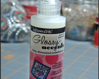 Jewelry Glue Glossy Accents 2oz (Glue for Jewelry making) and altered art - Clear Resin adhesive for Scrabble tile adhesive Scrapbooking