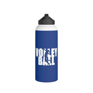 Volleyball Player Blue Stainless Steel Water Bottle, Standard Lid