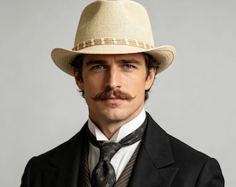 Męski kapelusz jazzowy w stylu brytyjskim retro — dodatek plażowy i prezent dla taty