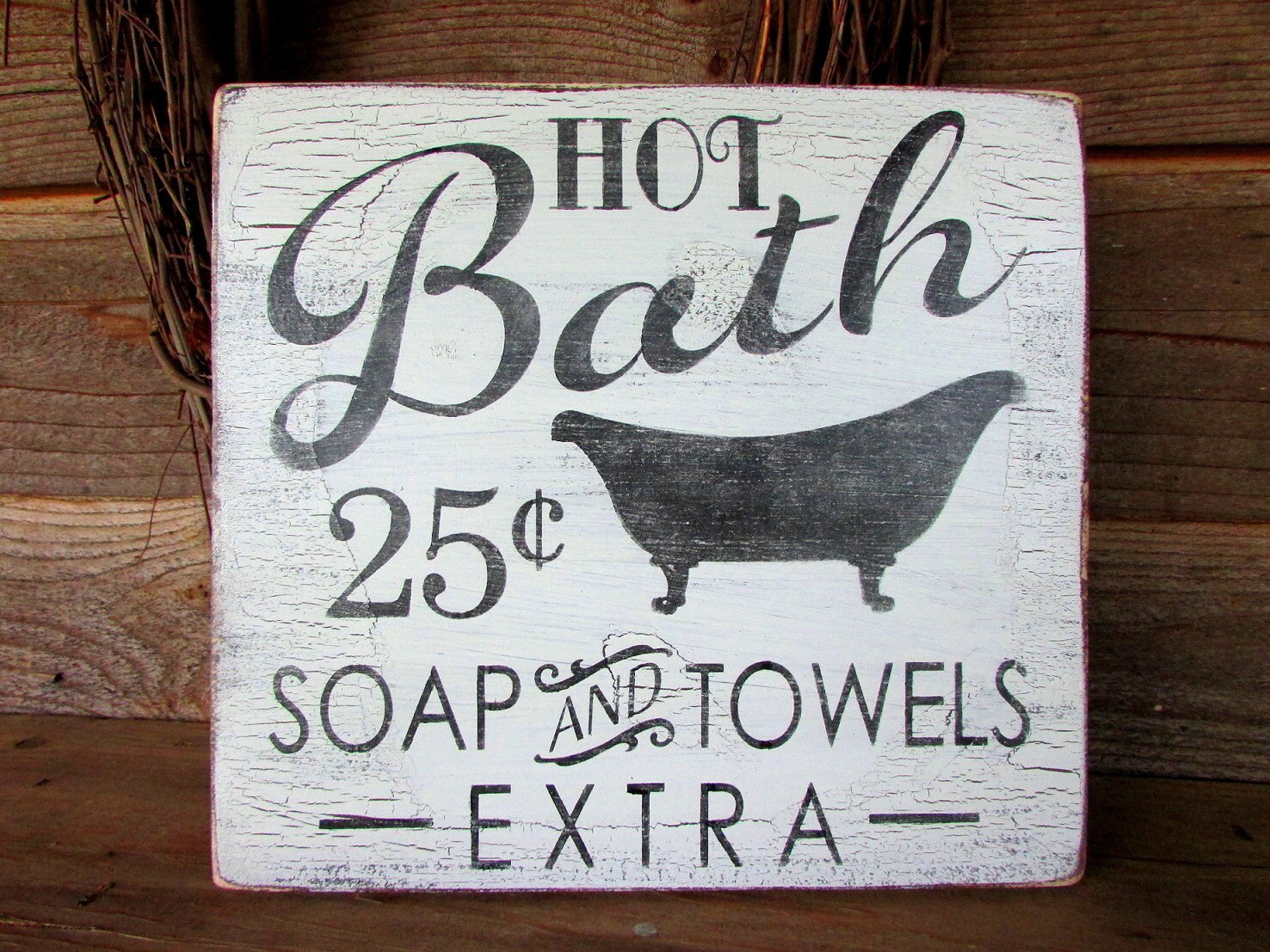 Wood Sign BATH ROOM Country rustic Wood Hanging prim Home Decor BATHROOM Sign 