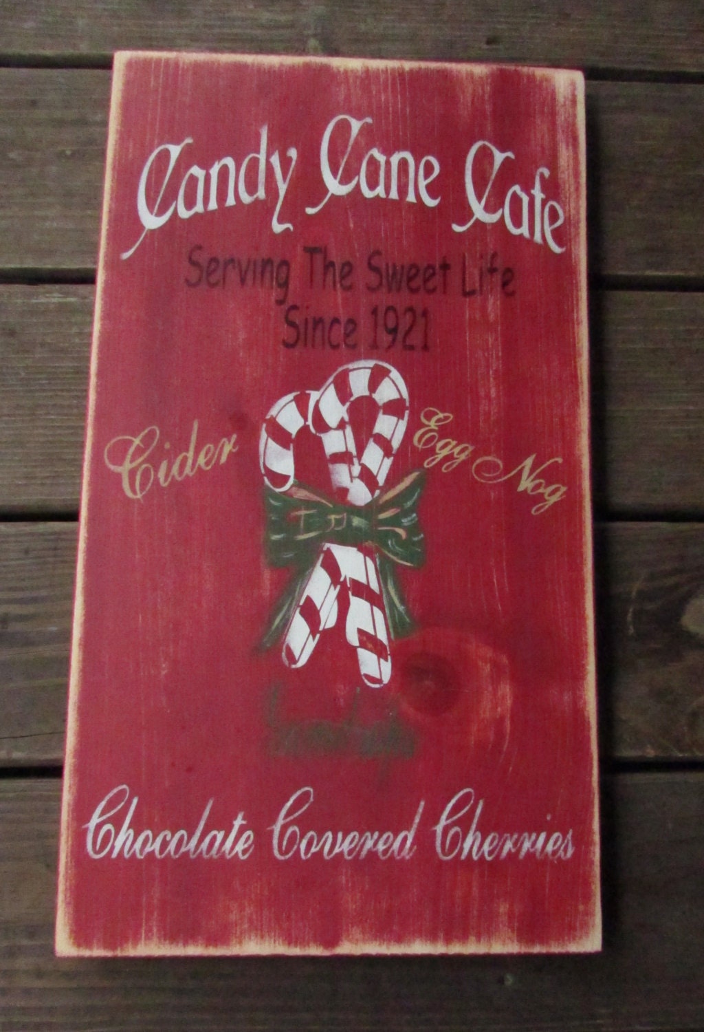 Christmas sign candy canes Christmas cafe wood sign Etsy