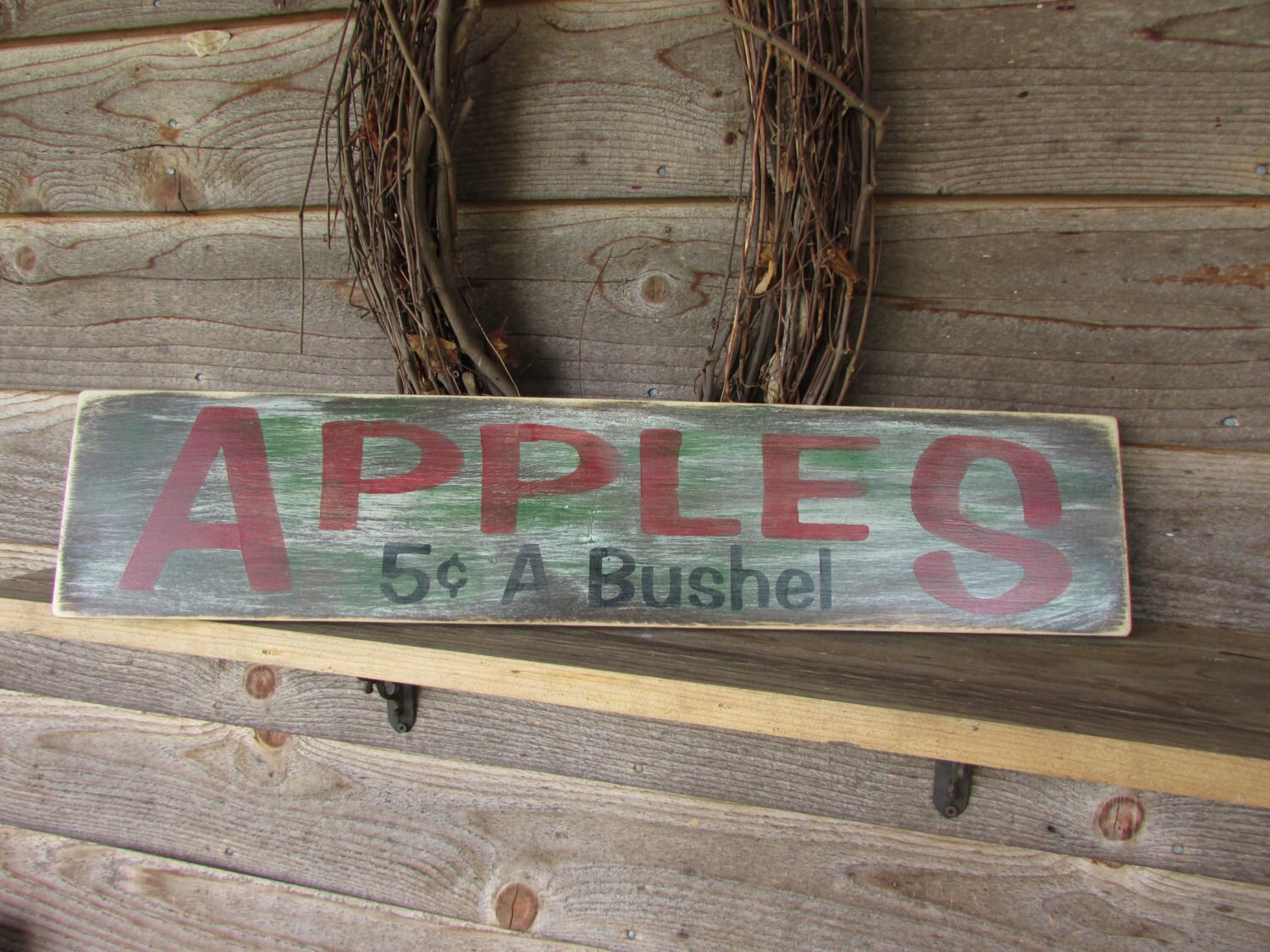 Apples wood sign distressed to give that old vintage rustic | Etsy