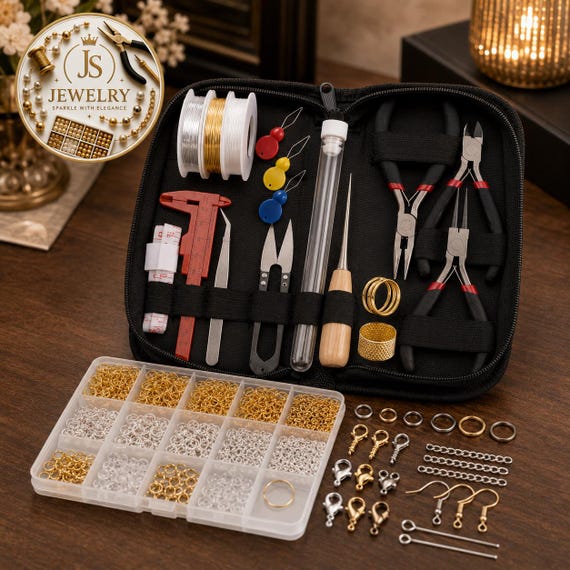 Jewelry Making Kit with Tools, Findings, Jump Rings, Clasps, Hooks Accessories