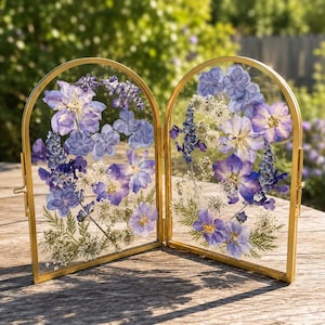 Hand-Arranged Pressed Flower Frame, Real Dried Botanicals in Glass (4L x 6W)