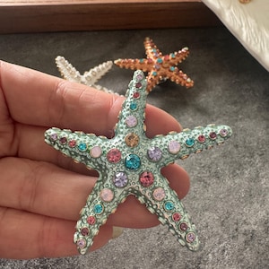 3 Colors Handmade Diamond-encrusted Starfish Alloy Single Hole Cabinet Knob Pull -Cabinet Hardware XBYZ042