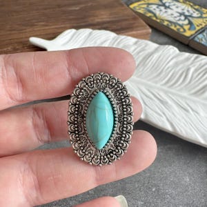 Silber Türkis Möbelknauf - Boho Stil Legierung Hardware (31 x 22 mm)-XBYZ012