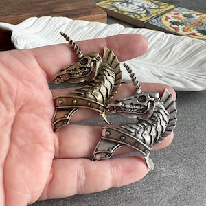 Zilverbrons punk paardenkop kastknop pull – legering hardware (55 x 38 mm)-XBYZ024