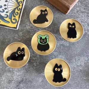 5 verschiedene Designs: Schwarze Katzen-Cartoon-Schrankknöpfe für Kinder – Schubladengriffe (42 x 42 mm) – XBYZ204