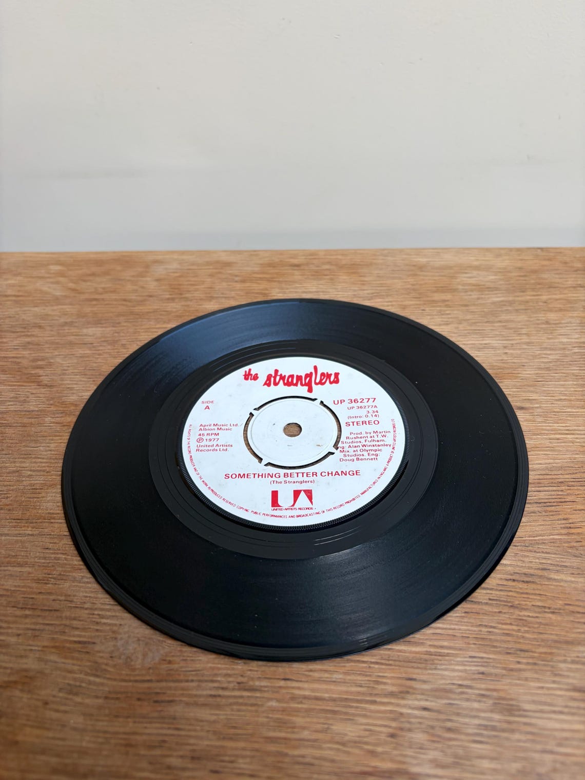The Stranglers Something Better Change/Straighten Out 7” Vinyl Single Vintage Record, foto 3 de 4