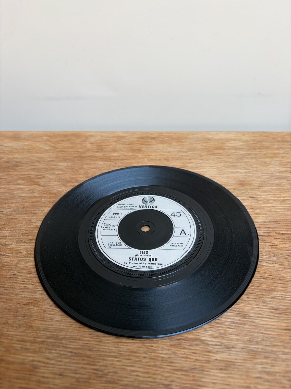 Status Quo Lies 7” Vinyl Single Vintage Record, foto 3 de 5