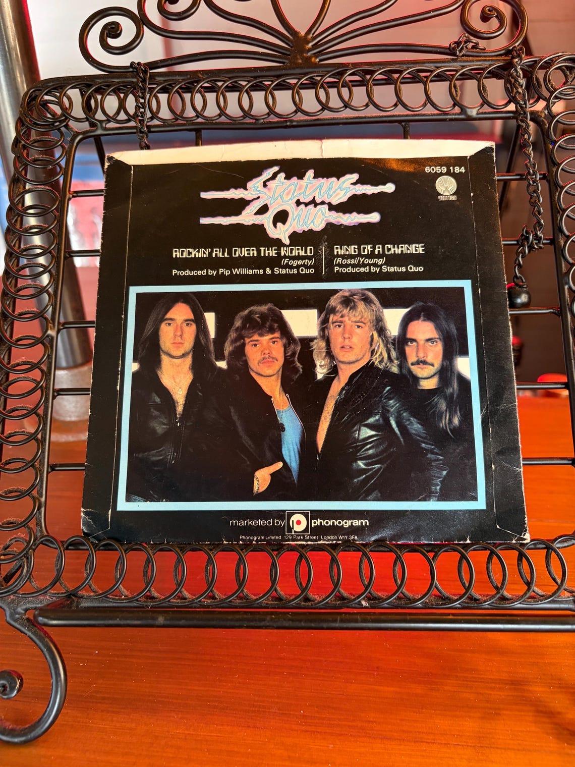 Status Quo Rockin All Over The World 7” Vinyl Single Vintage Record, foto 2 de 5