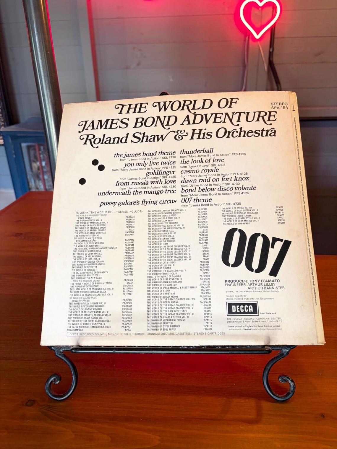 The World Of James Bond LP Album Vinyl Vintage Movie Soundtrack Record Stereo SPA 158, foto 2 di 5