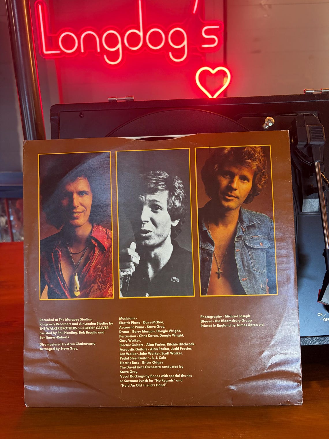 No Regrets The Walker Brothers LP Album 1975 Vinyl Vintage Pop Record GTLP 007, foto 4 di 5