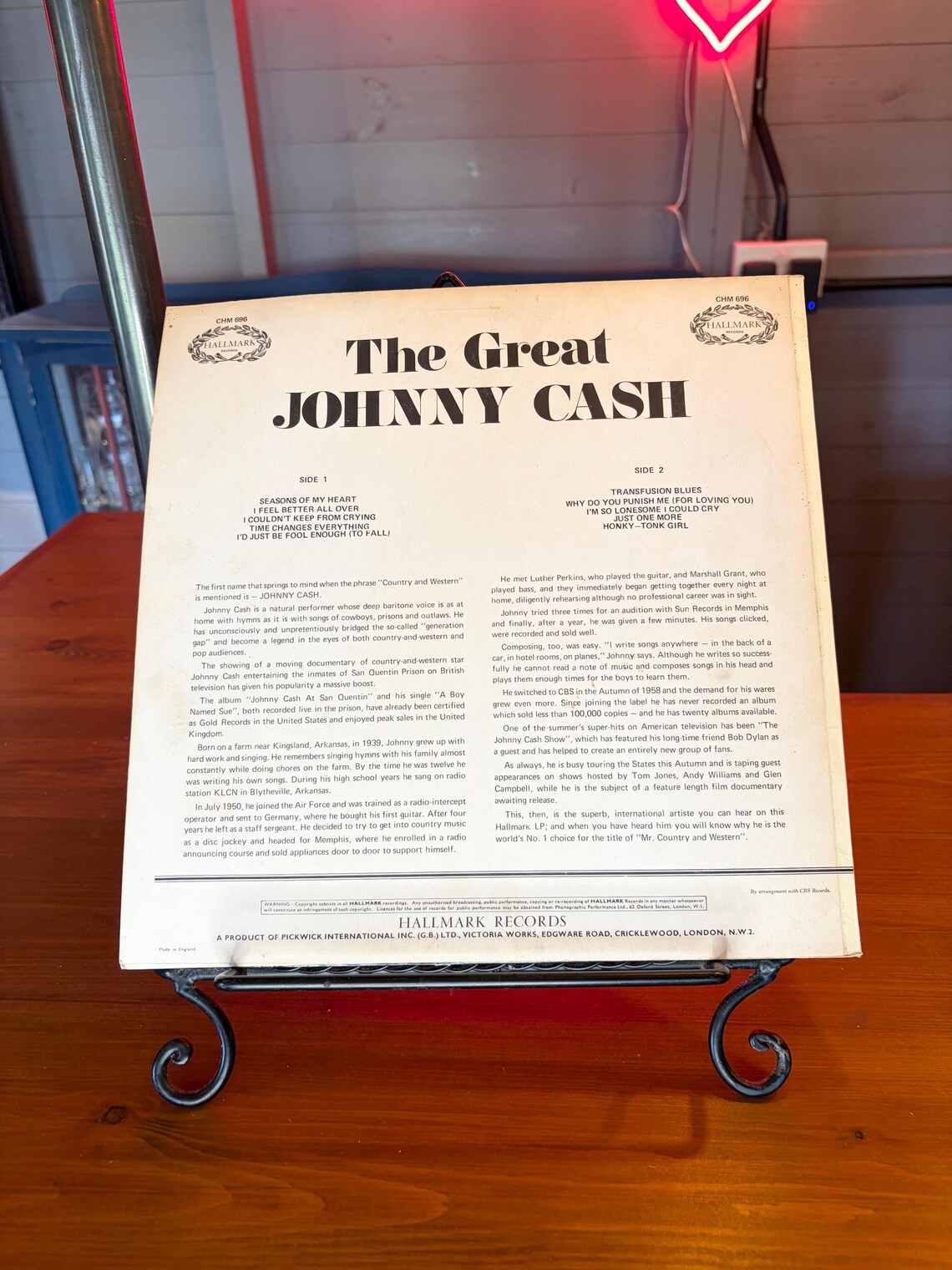 The Great Johnny Cash LP Album Vinyl Vintage Country Record CHM 696, foto 2 di 5