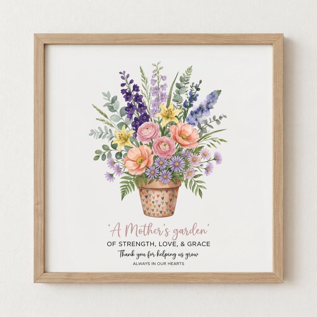 Mothers Day Wall Art Print, Watercolor Floral Bouquet Home Decor ...
