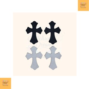 Genuine Leather Heart & Celtic Cross Patches, Punk Gothic Sew-On Applique Set