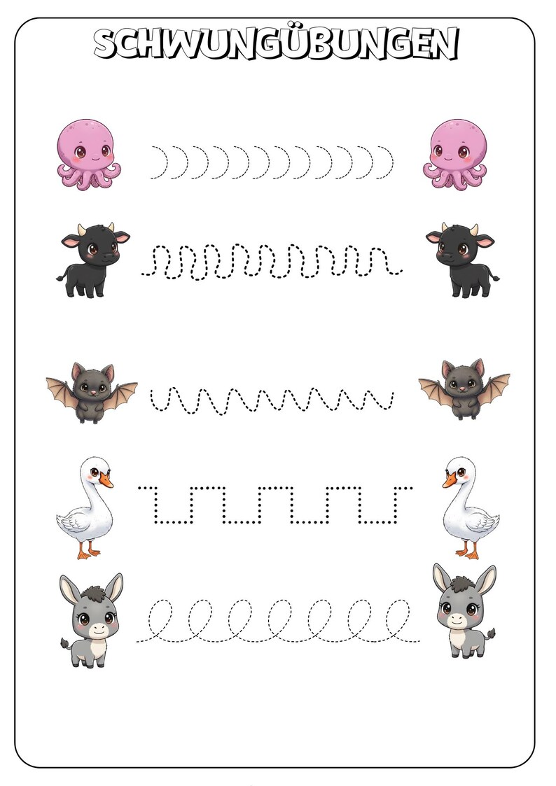 Tracing Exercises for Preschool Children Aged 4 and Up, for Home or on