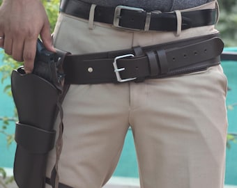 1911 Western Gun Holster Gürtel .38 .357 Magnum Revolver Rechte Hand Braun punziertes Leder Kaliber .45 .22 .44