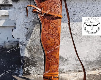 Hand-punzierte Leder-Waffenscheide, brauner Karabiner mit Hebelwirkung 33 "