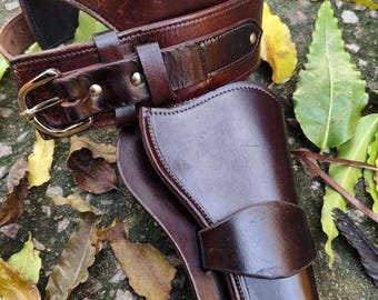 Western Cowboy Vintage Gürtel Ammo Loops Leder Holster .22 .357 .38 .44 .45 Calibre FullGrain Leder Bandolier Single Action S & W SAAS