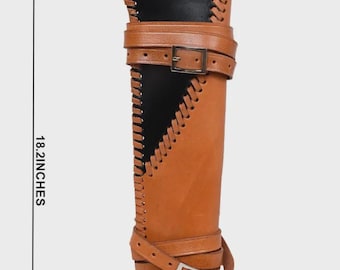 Mare’s Leg Leather Holster – Handgefertigte 46 cm lange Lederscheide aus Hartleder – Hellbraun & Schwarz – Passend für Henry, Rossi, Chiappa – Western Cowboy Holsterhülle