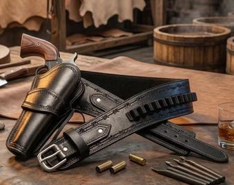 Leather Single quick draw holster Western Cowboy Vintage Belt .22 .357 .38 .44 .45  Bandolier Single Action S&W SAAS