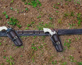 Western Cowboy Vintage Gürtel Ammo Loops Lederholster .22 .357 .38 .44 .45 FullGrain Bandolier Single Action S & W SAAS