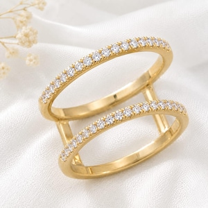 Anillo Oura de oro vermeil de 18 quilates con 5 embellecedores, anillo apilable con imitación de diamante.