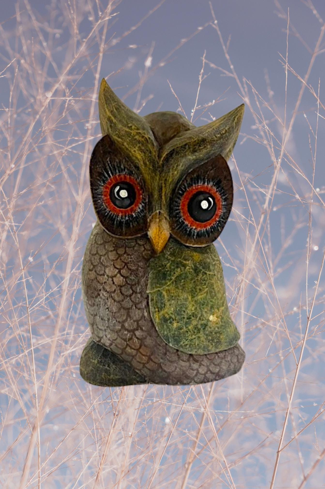Handmade Wooden Owl, Custom painted - 27 cm (10.6 inches)
