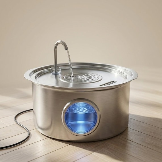 Stainless Steel Pet Water Fountain - 7L/237oz Quiet Automatic Pet Water Fountain & Dispenser, Dog Water Fountain Bowl, Pet Feeding Station