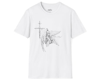 Winged Angel sketch T-Shirt | Sword cross illustration