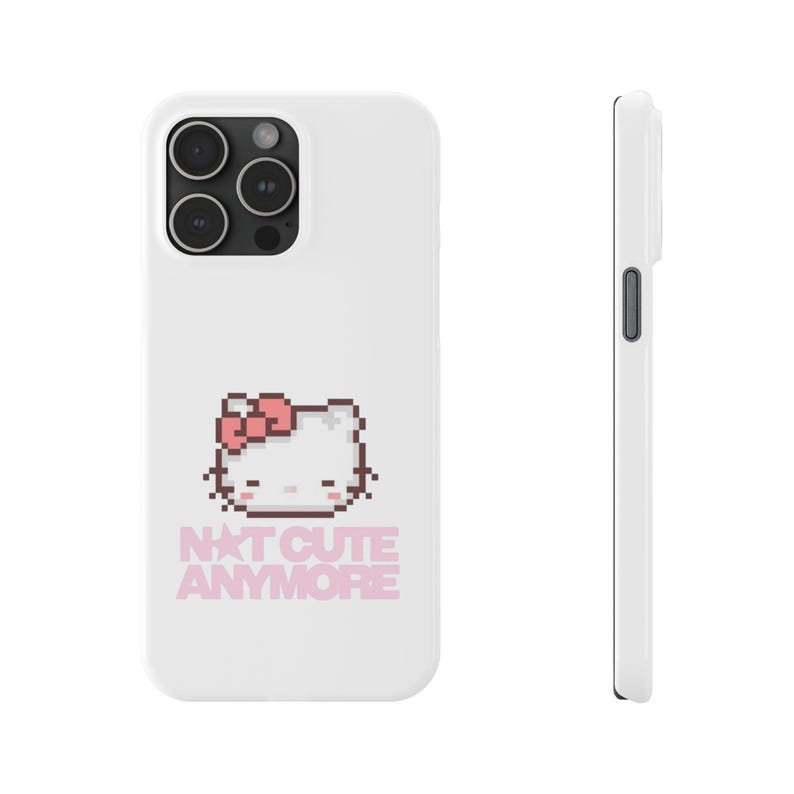 Slim Pixel-telefoonhoesje Hello kitty | Tekst 'Niet meer schattig' afbeelding 19