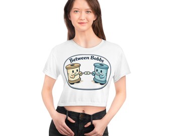 Between Bobbs Spool Characters Crop Tee | Sewing Thread Design T-Shirt