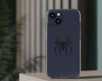 Black Spider Silhouette Phone Case | Clear Impact-Resistant Case