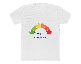 Camiseta con indicador de estrés de cortisol bajo / Camiseta gráfica con medidor de niveles bajos a altos