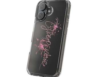 Pink Floral Script Phone Case | Clear Case