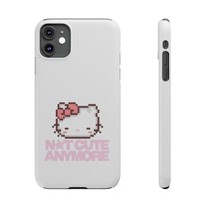 Slim Pixel-telefoonhoesje Hello kitty | Tekst 'Niet meer schattig' afbeelding 2