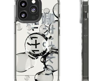 Bubbled Symbols Clear Case | Transparent Phone Case with Floating Bubble Design