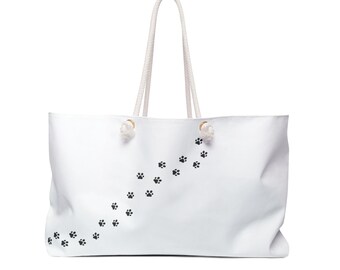 Black Paw Print Trail Weekender Bag | Cat Lover Travel Tote