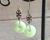 Jadeite Earrings, recycled Jadeite pitcher, Reclaimed Glass, Jadeite Glass Lovers Gift, Lampwork SRA, Recycled Glass