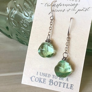 Coca-Cola Glass Dangle Earrings: Recycled Coke Bottle Vintage Jewelry