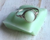 Fire King Jadeite Wire Wrapped Ring, custom size, Jadeite Glass Ring, Recycled Glass, Vintage Glass, Gift for Her