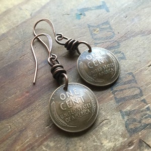 Wheat Penny Earrings, Coin Earrings, Anniversary Gift, Wheat Pennies, 1958, 1957, 1956, 1955, 1953 Coin Jewelry, Vintage Coins