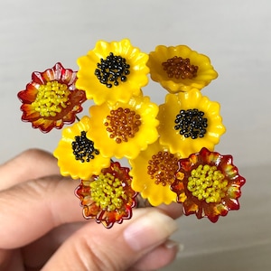 Miniature Glass Sunflowers, Sold Individually, Tiny Glass Flowers, Gift for Her