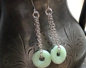 Fire King Jadeite Earrings, recycled Jadeite pitcher, Reclaimed Glass, Jadeite Glass Lovers Gift, Lampwork SRA, Recycled Glass
