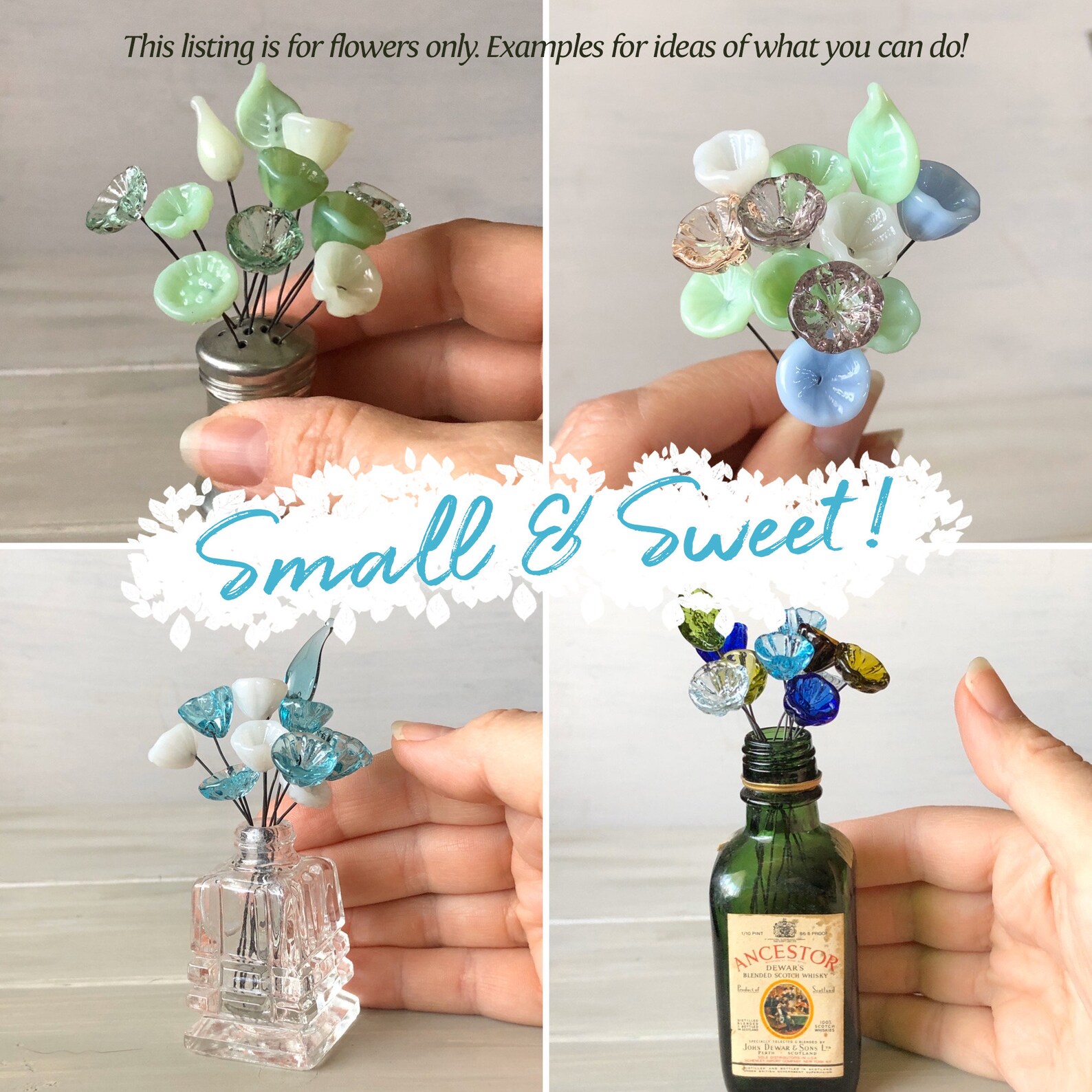 Vintage Glass Flowers No Vase Miniature Glass Flowers Etsy