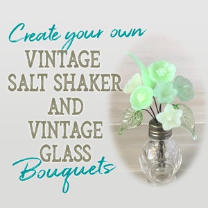 Vintage Salt Shaker Bouquet, Miniature Glass Flowers, Birthday Gift, Gift for Mom, Gift for Her, Vintage Glass image 1