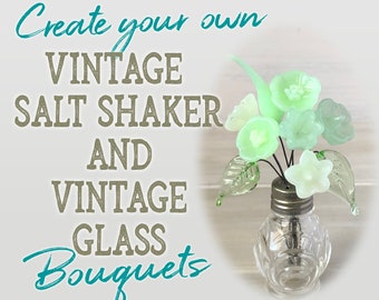 Vintage Salt Shaker Bouquet, Miniature Glass Flowers, Birthday Gift, Gift for Mom, Gift for Her, Vintage Glass