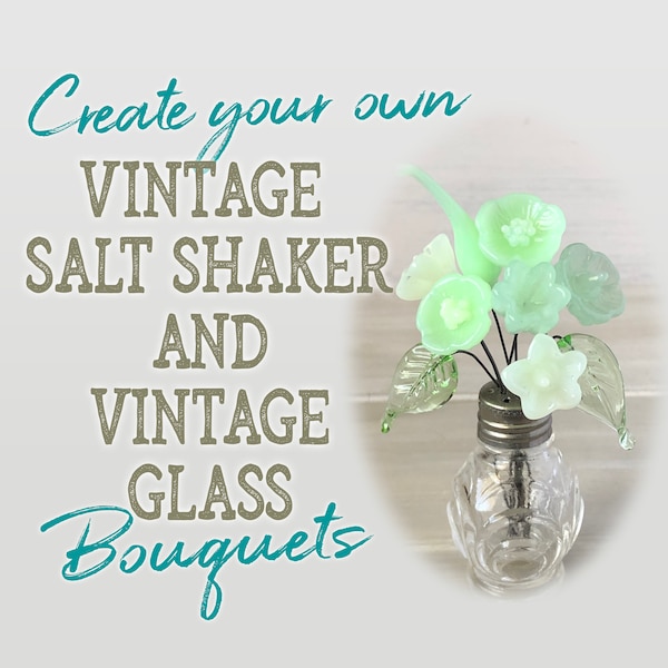 Vintage Salt Shaker Bouquet • Miniature Glass Flowers • Tiny Vintage Glass Flowers